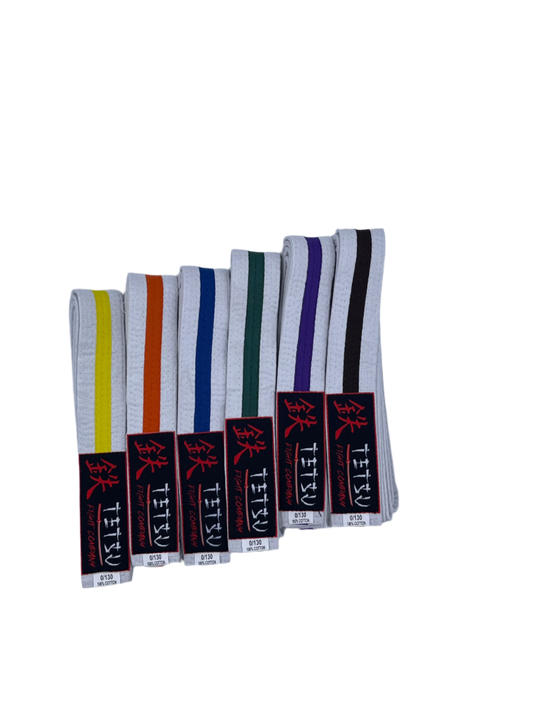 Double Wrap White Belt w/ Colored Stripe